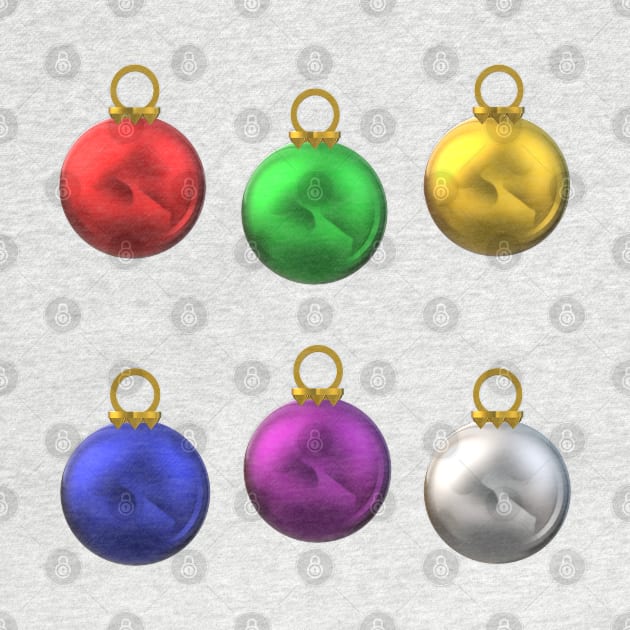 Colorful Christmas Tree Ornaments (Winter White Background) by Art By LM Designs 